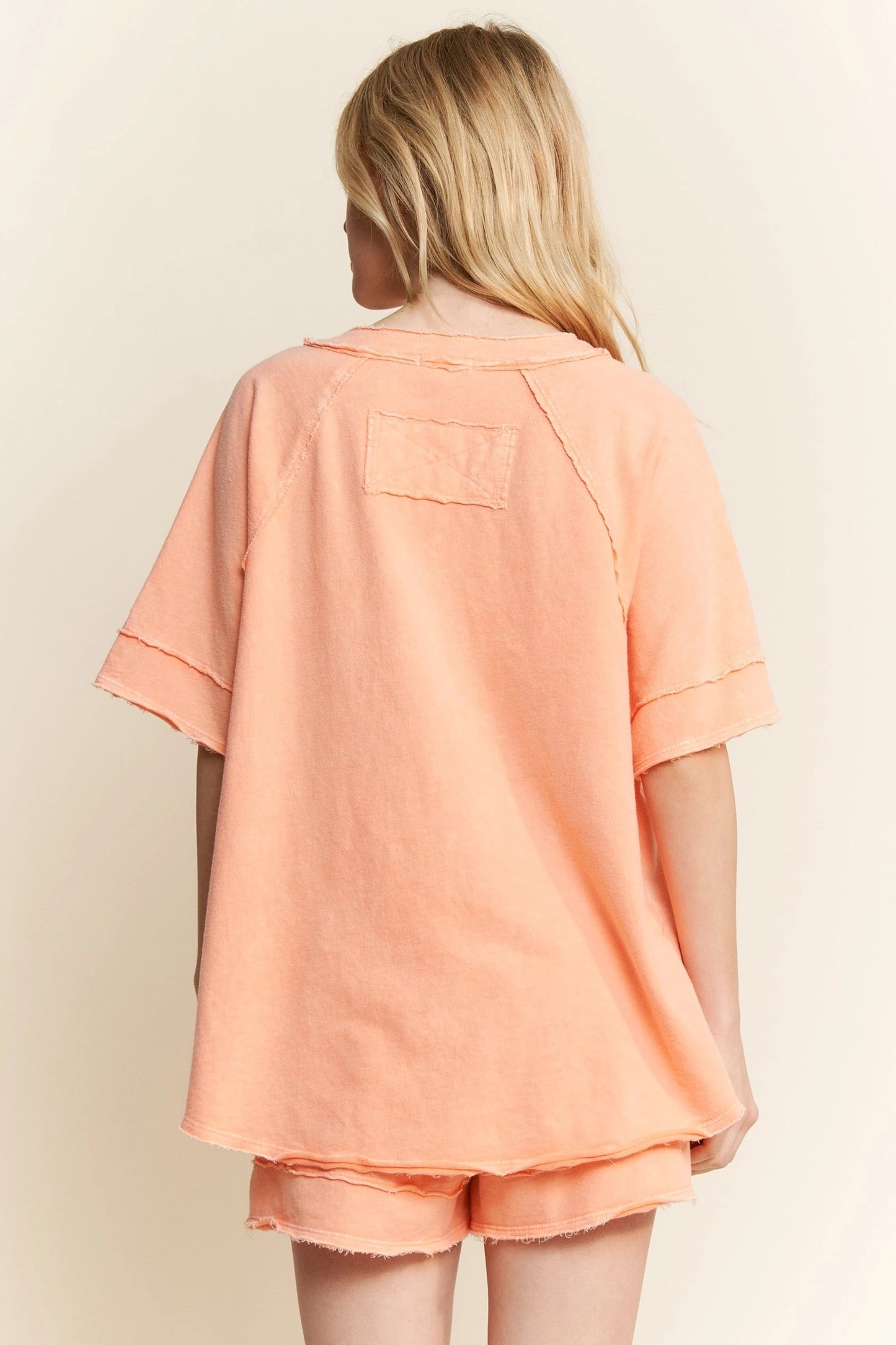J HER Papaya V Neck Top