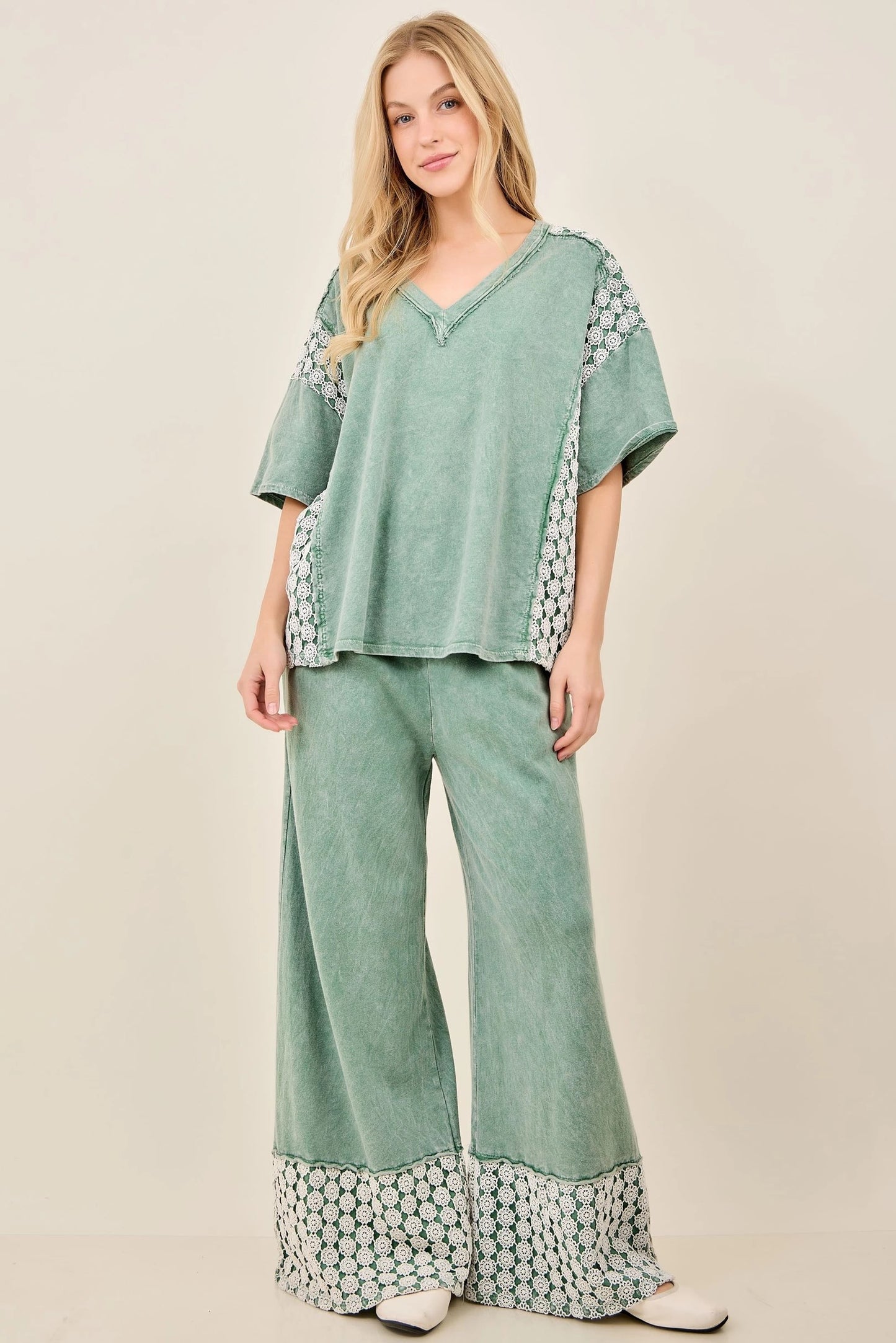 J HER Moss Green Flower Daisy Trim Set