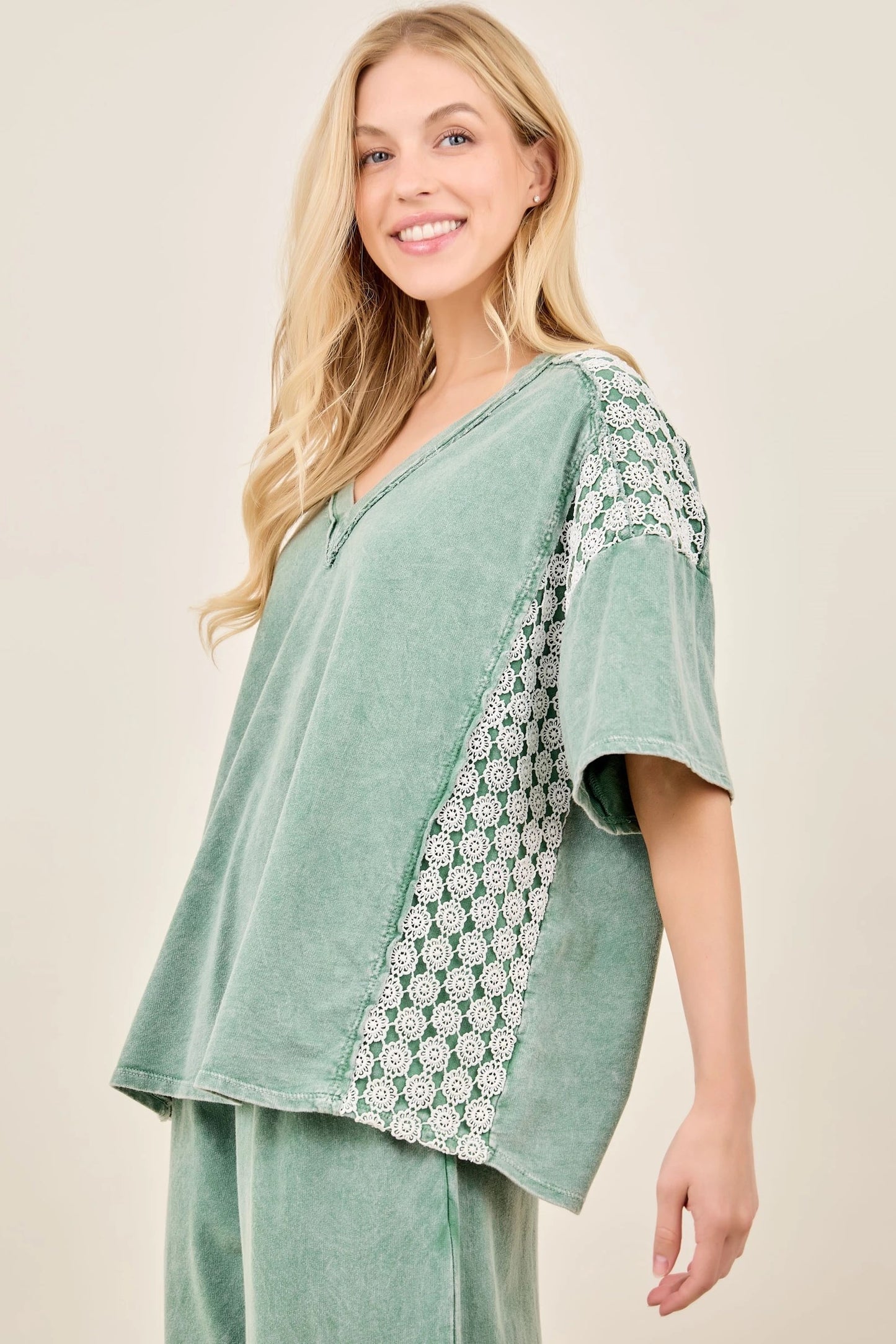 J HER Moss Green Flower Daisy Trim Set