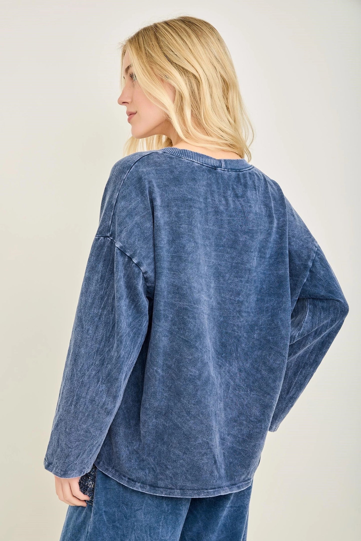 J HER Navy Sleeve Top