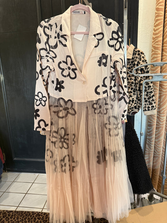 ORIGAMI Daisy Cardigan Blazer with Long Mesh
