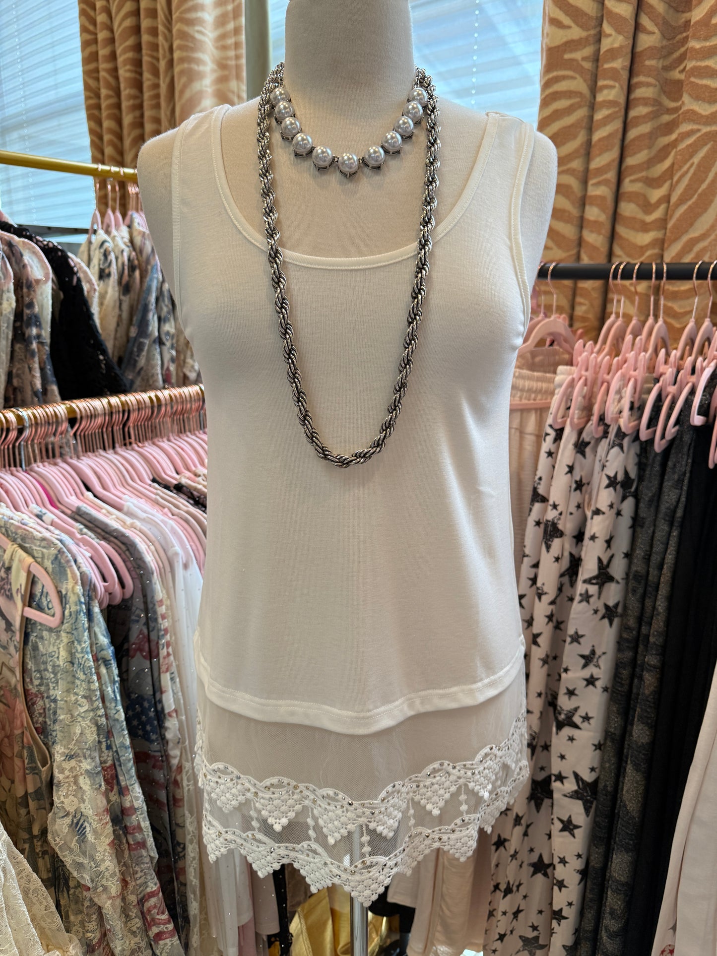 ORIGAMI Ivory Lace with Sequin Tank Extender
