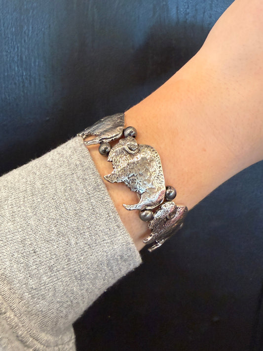 Buffalo Bracelet with Inspired Navajo Pearls