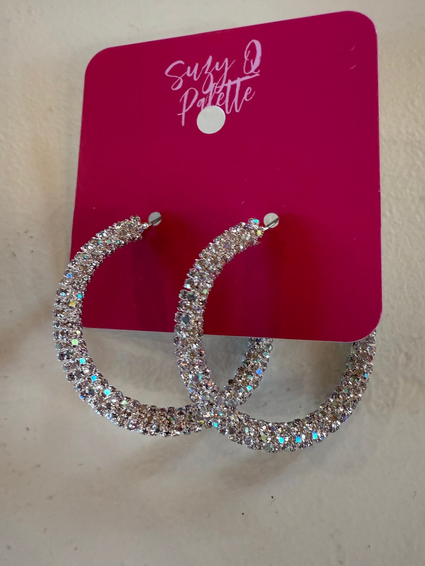 ALICE AB Stone Hoop Earrings Gold / Silver