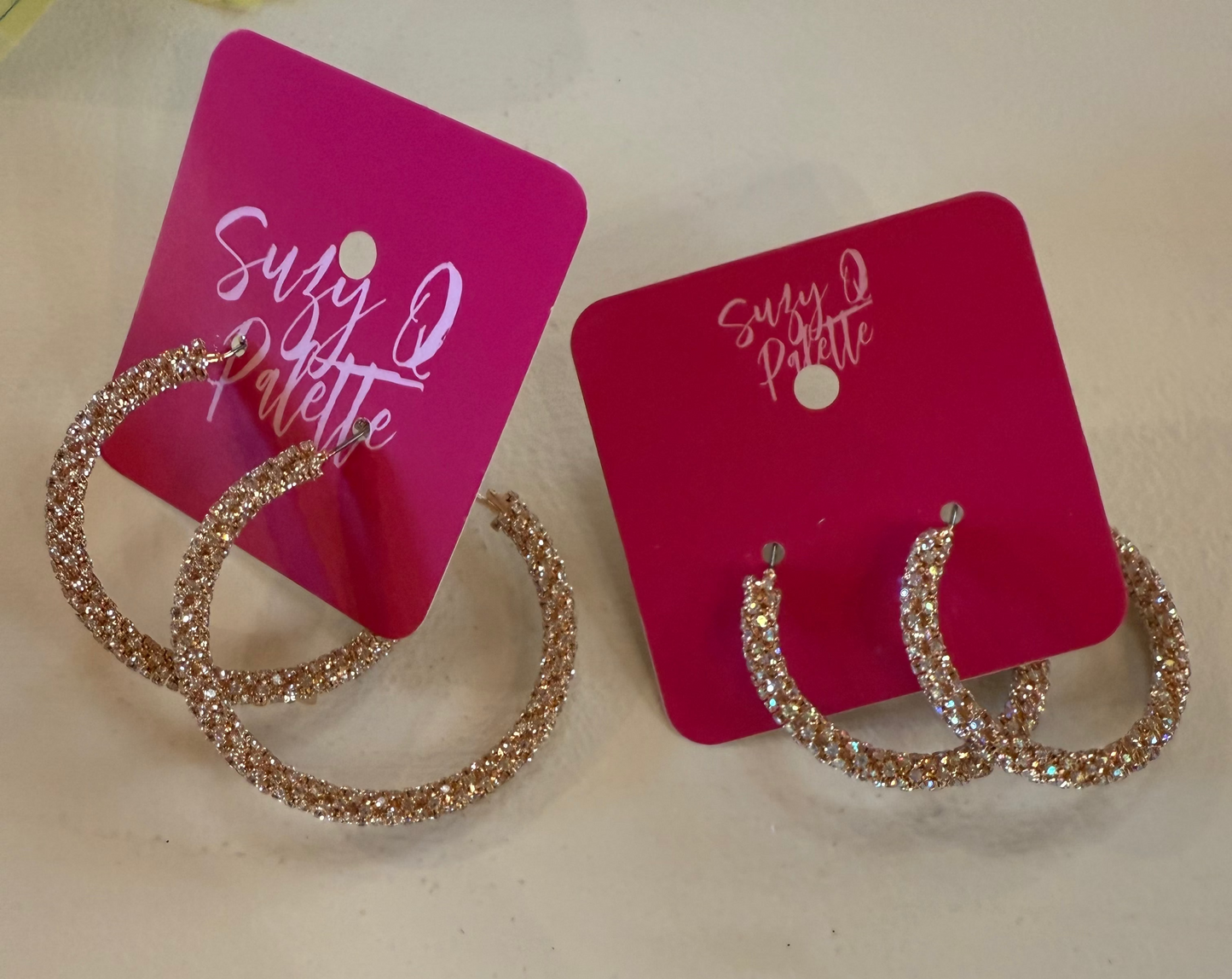 ALICE AB Stone Hoop Earrings Gold / Silver