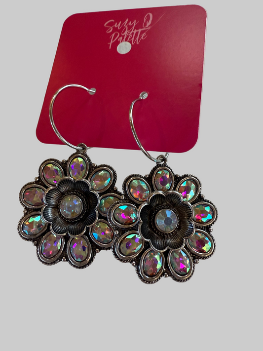 AB Stone Floral Earrings