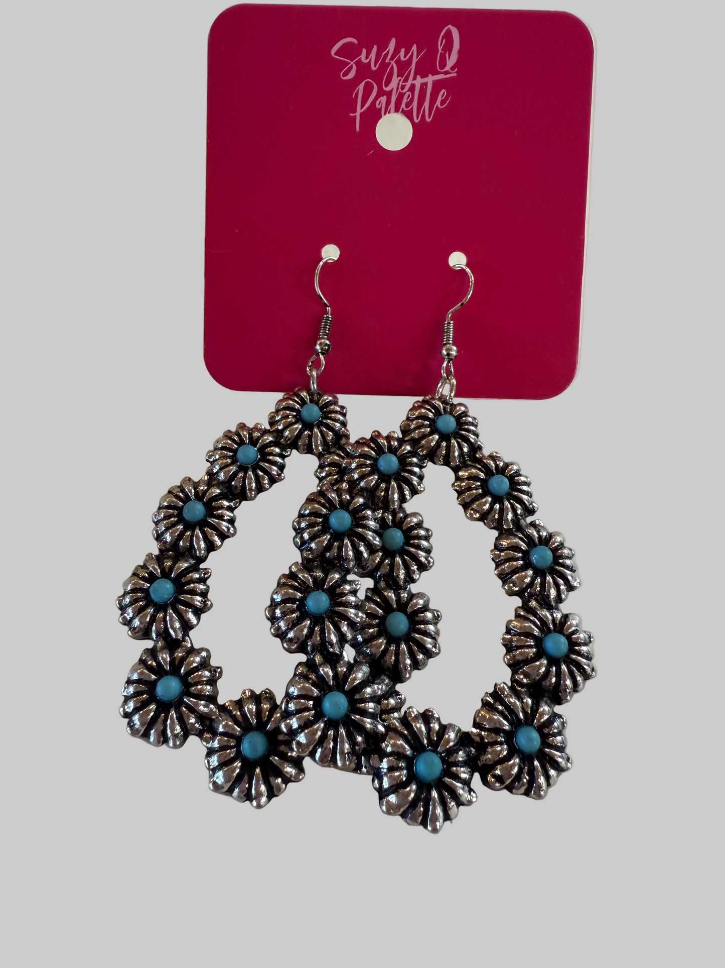 Floral Inspired Turquoise Teardrop Earrings