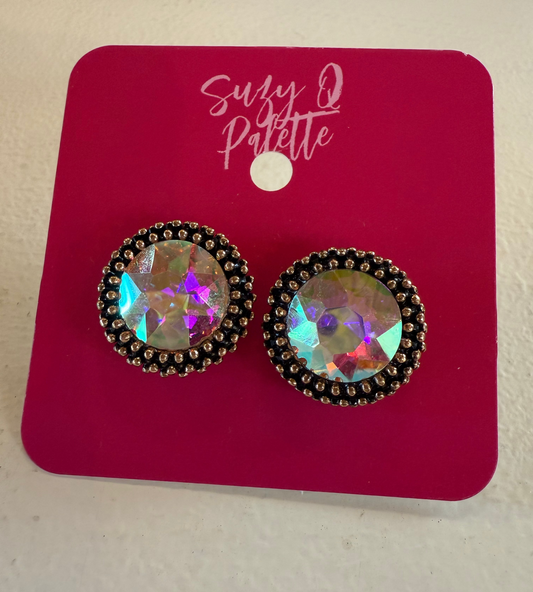 Large AB Stone Earrings