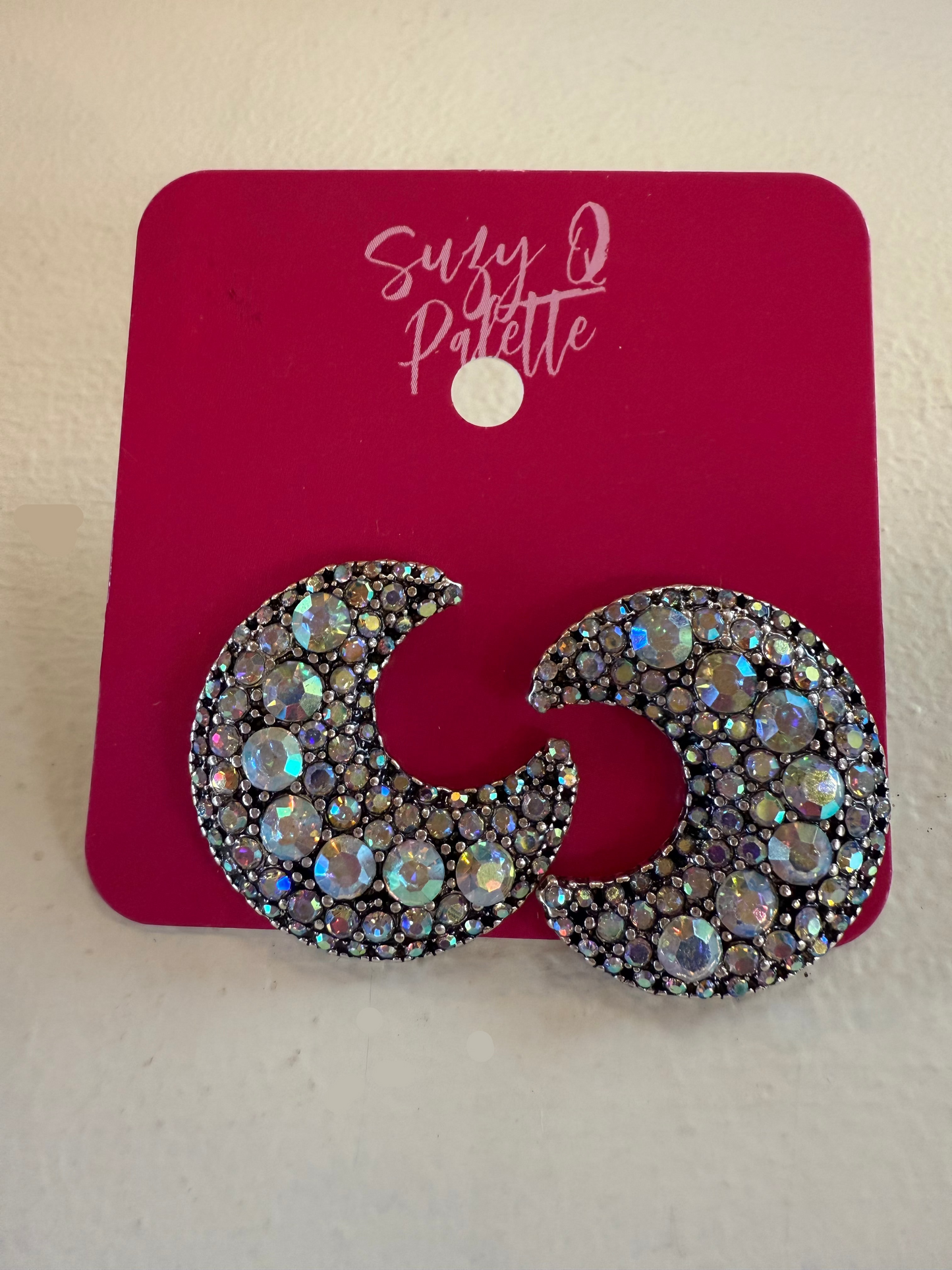 AB Stone Moon Earrings