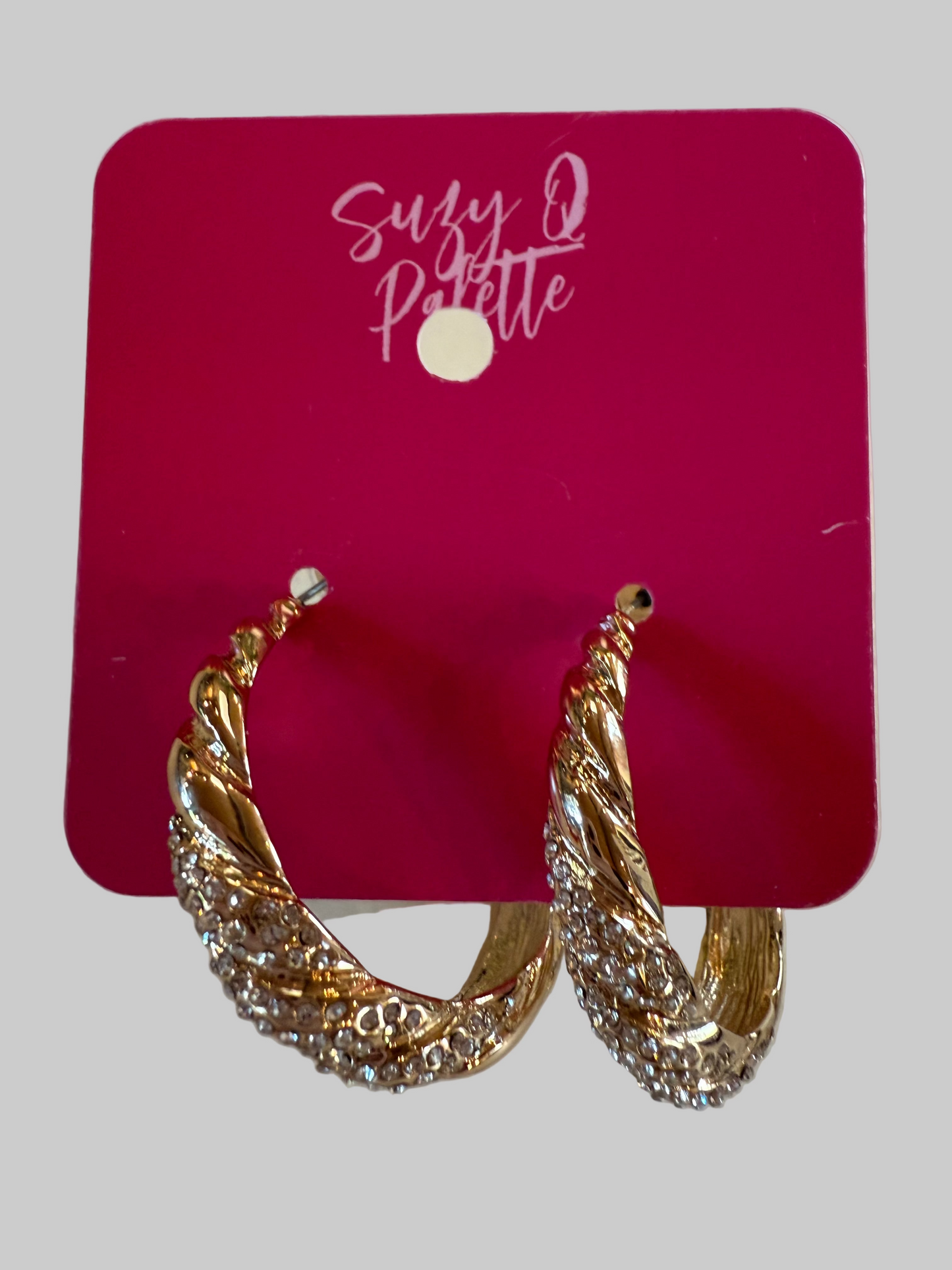 Crystal Gold Hoop Earrings