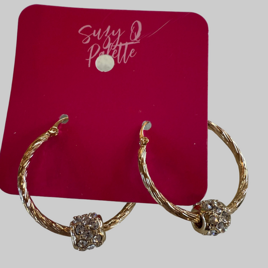Hoop Earrings with Ball Charm Gold / Silver