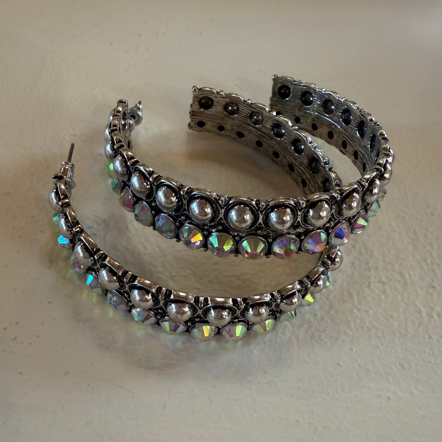 ALICE AB Stone and Bubble Hoop Earrings