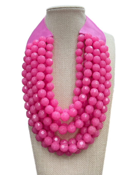 Pink Multilayer Beaded Magnetic Closure Necklace