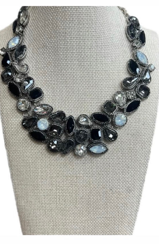 Black Multi Crystal Necklace