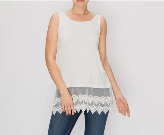 ORIGAMI Extender Lace Tank White