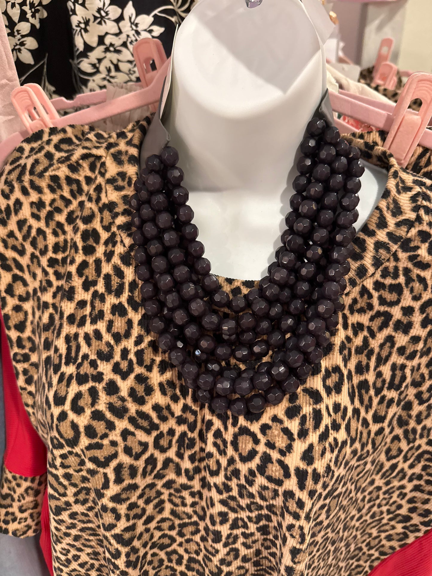 Black Multilayer Beaded Magnetic Closure Necklace