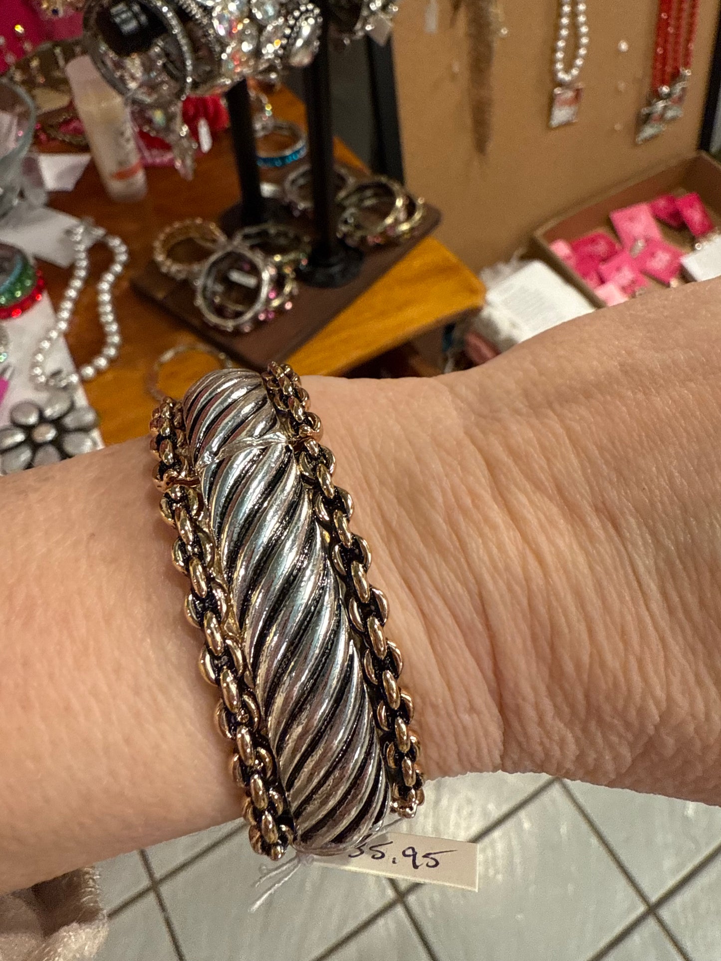 Silver Twist Chain Link Bracelet