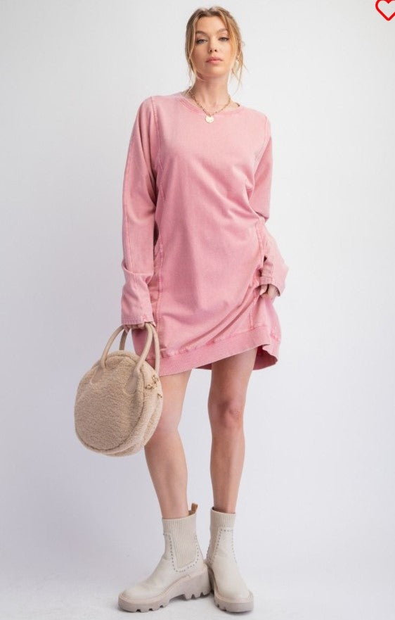 EASEL rose dolman sleeve sweatshirt dress