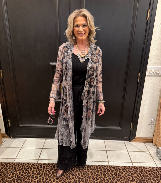 Origami Sheer Leopard Duster