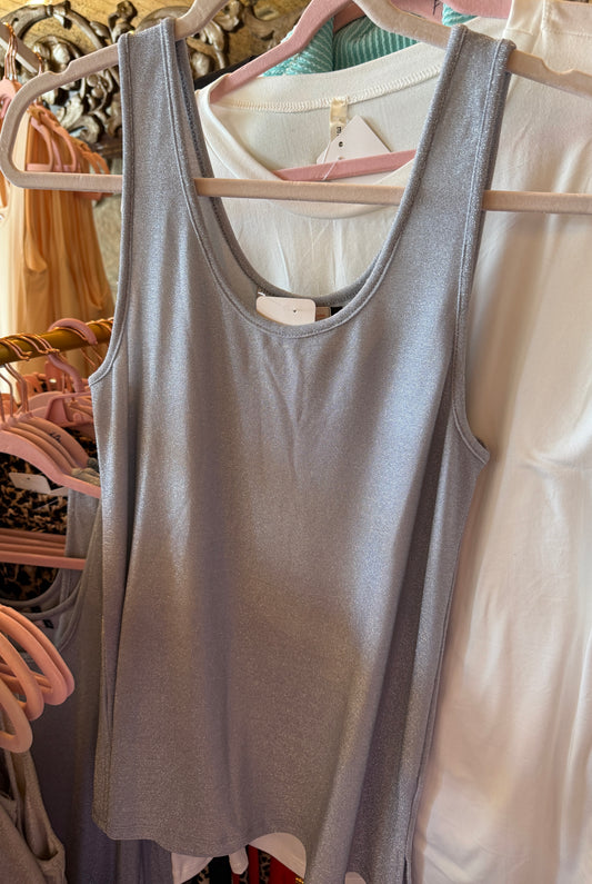 ORIGAMI Silver Sparkle Tank Top