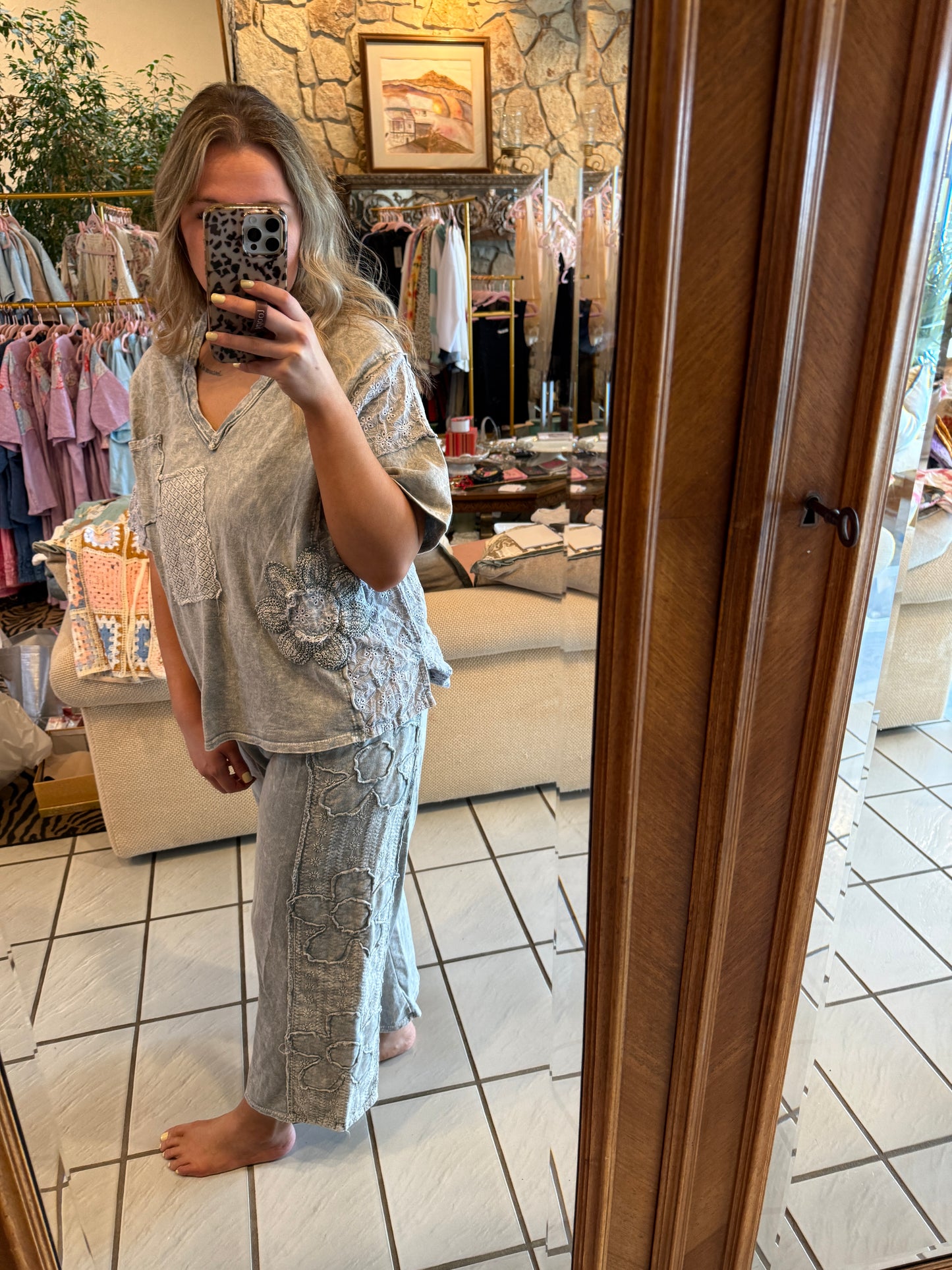J Her Silver Flower Set