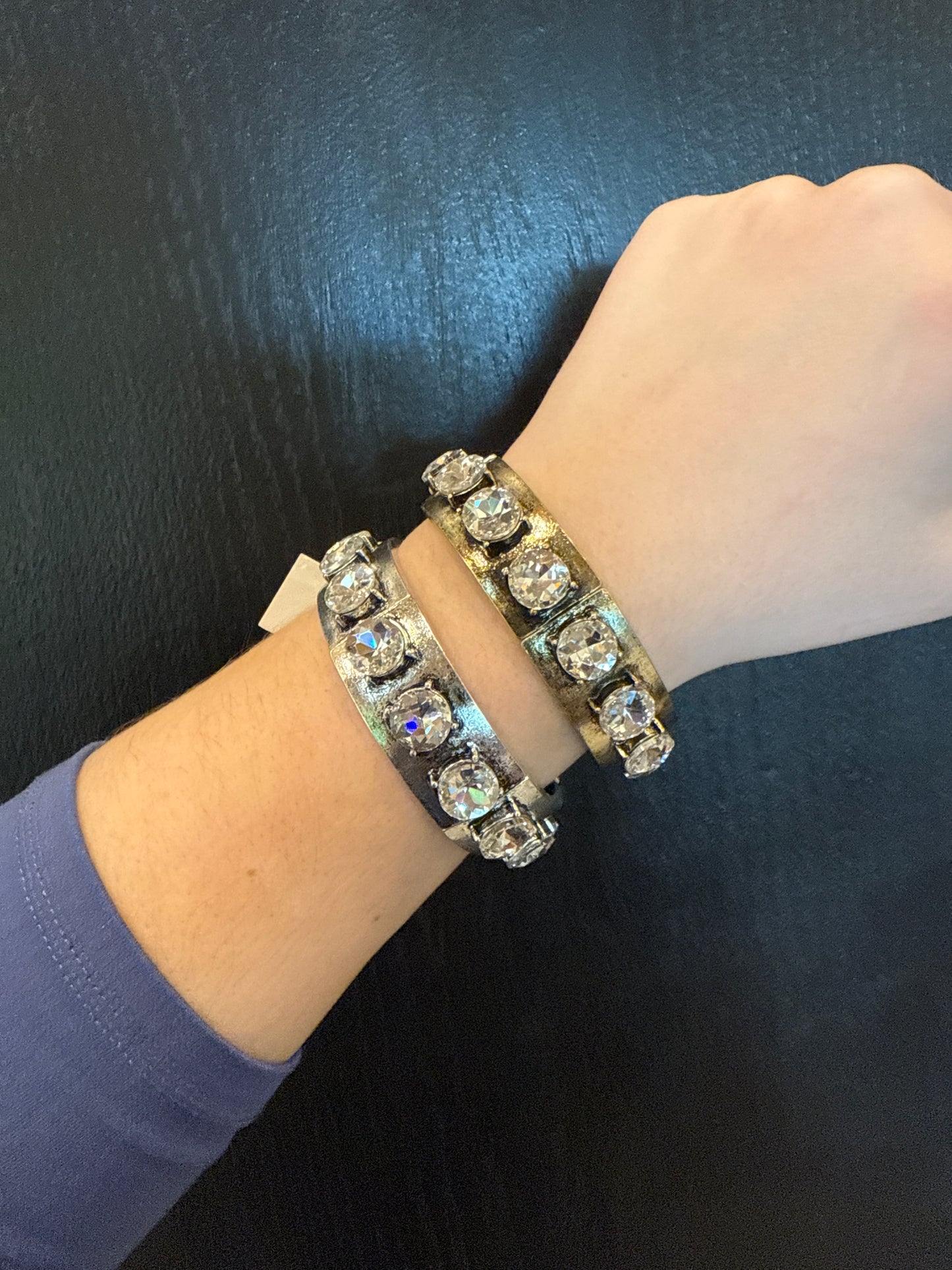 Wide Large Crystal Stretchy Bracelet