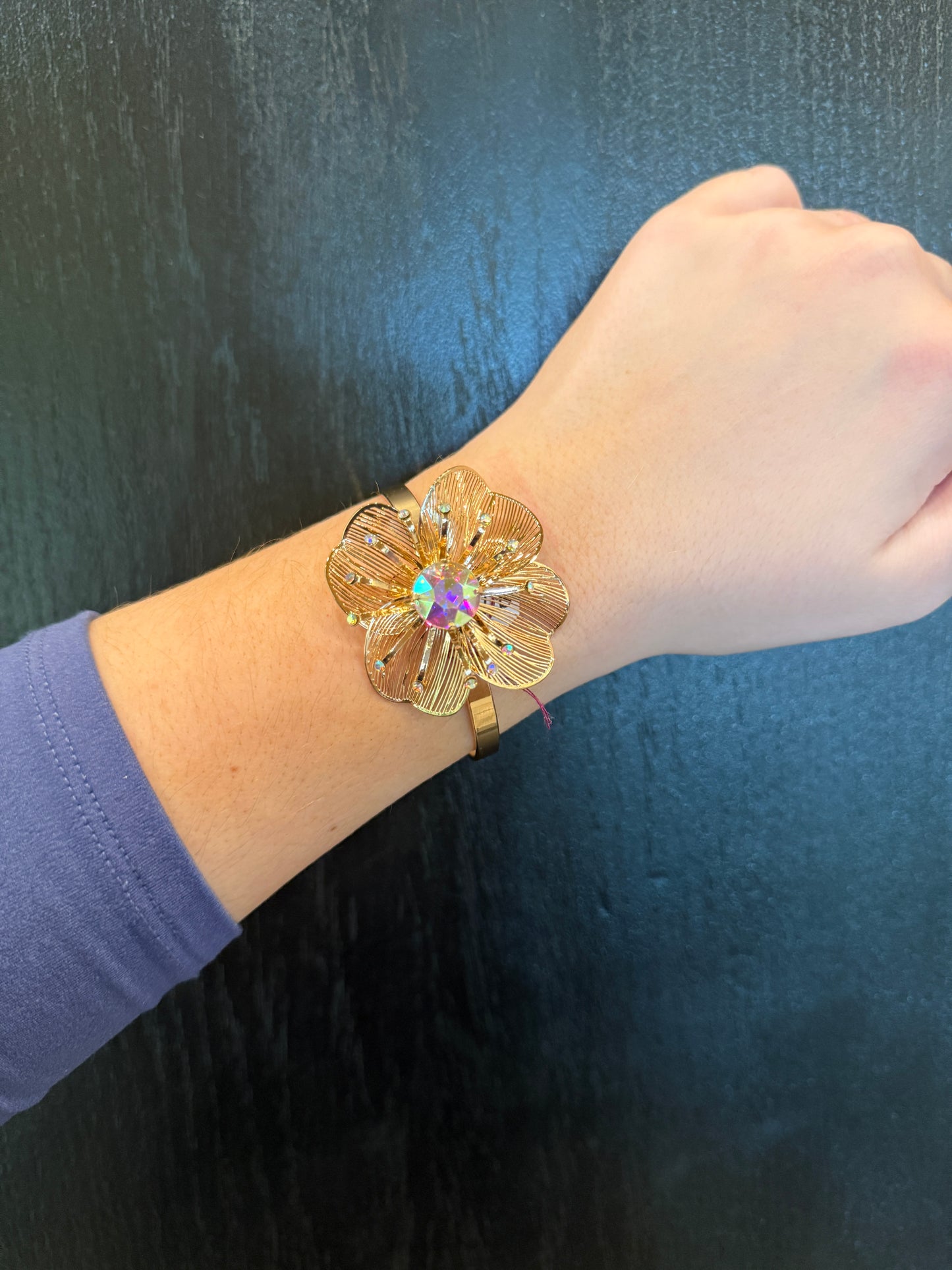 Gold Floral Cuff Bracelet