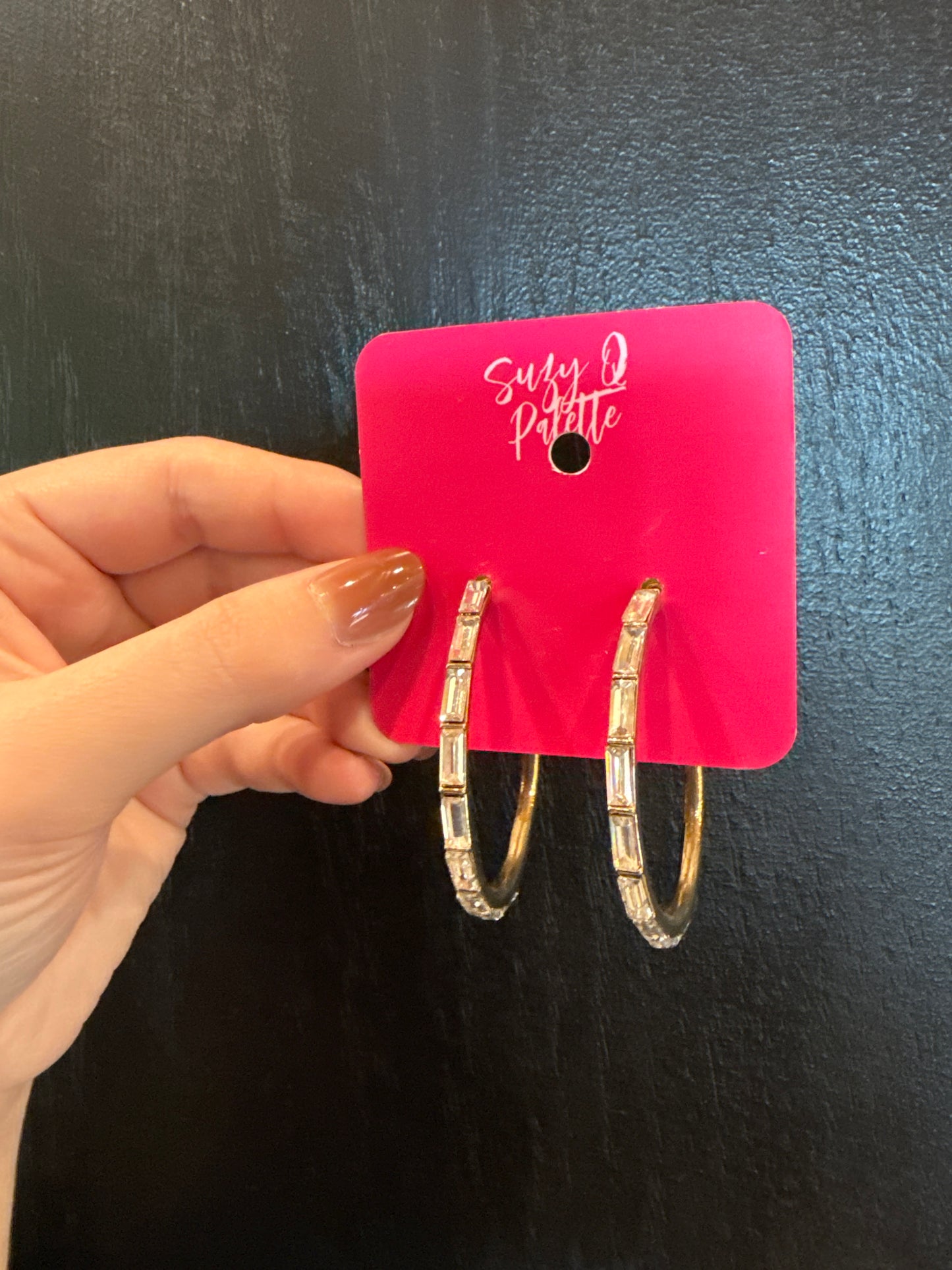 ALICE Baguette Crystal Hoop Earrings