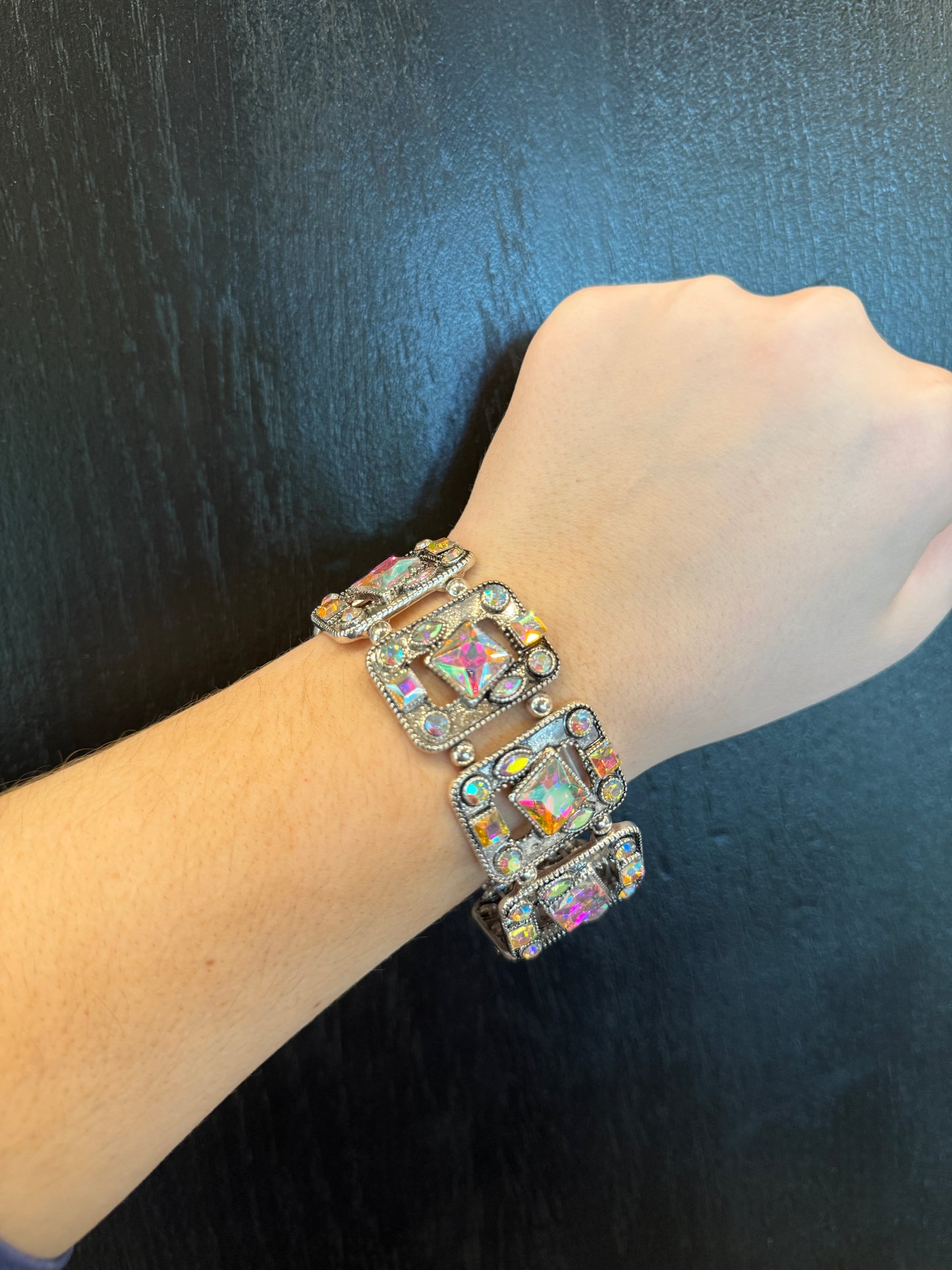 Rectangle AB Stone Stretchy Bracelet