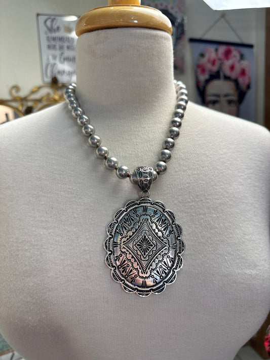 Concho on Inspired Pearl Necklace