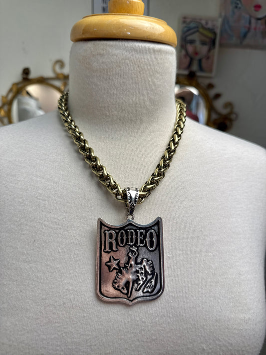 Rodeo Necklace on Burnished Gold Chain