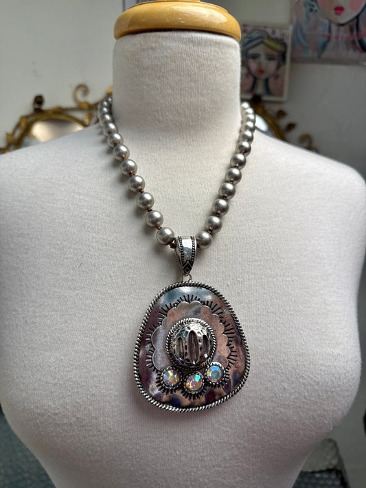 Cowboy Hat with AB Stone Necklace