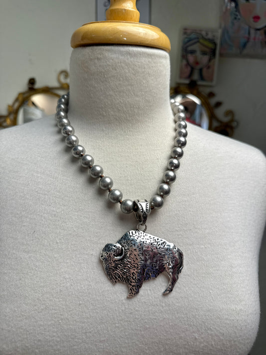 Buffalo on Inspired Pearl Necklace