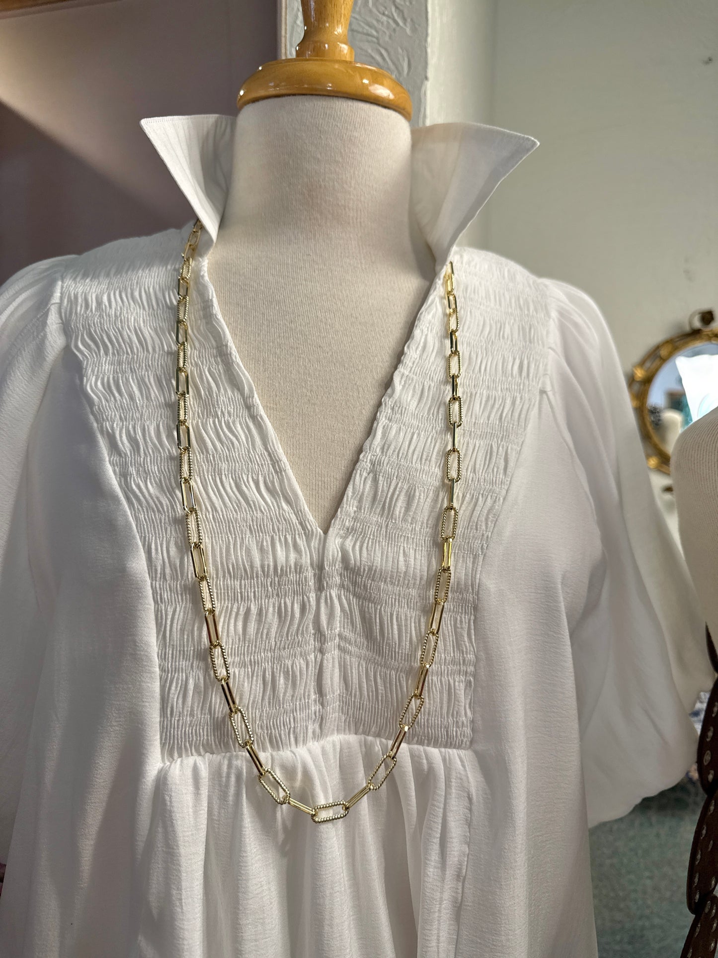 Long Gold Chain Layering Necklace