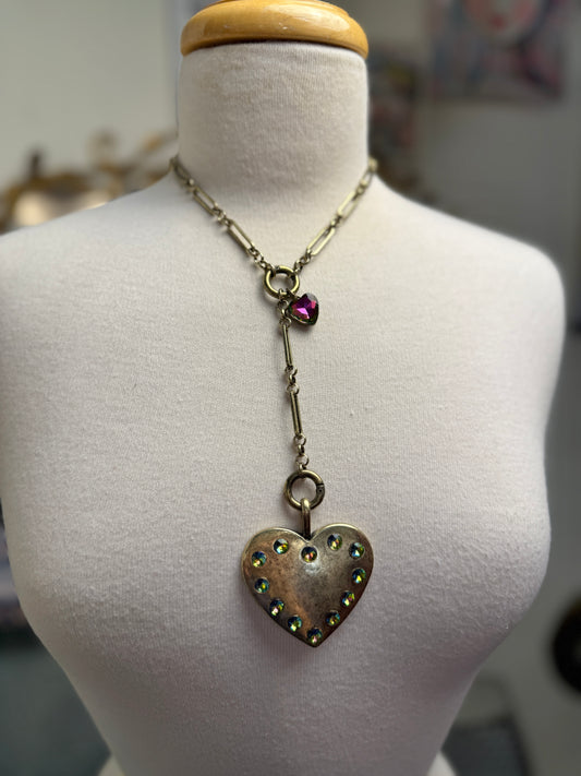 Volcano Stone on Heart Drop Necklace