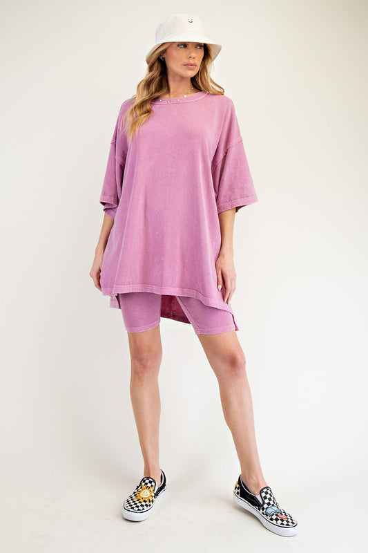 EASEL cotton knit 2 Piece Set Magenta