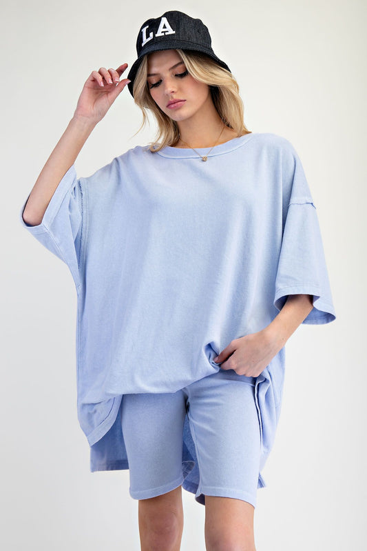 EASEL cotton knit 2 Piece Set Blue