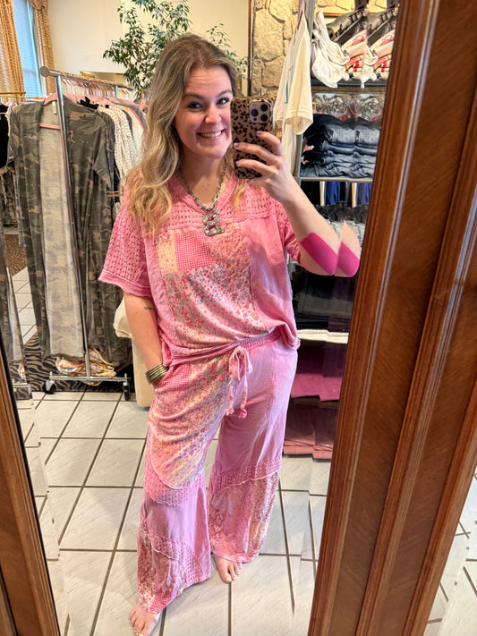 J HER Spring Picnic Mesh V-Neck Set