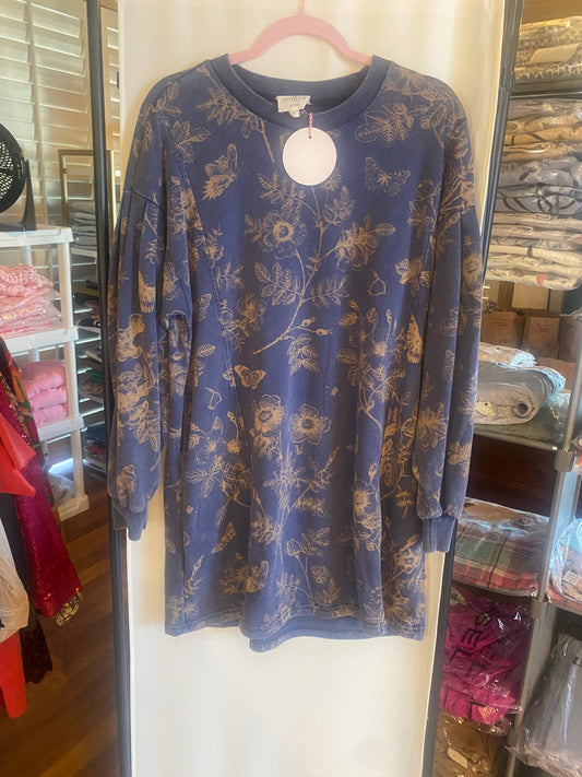 UMGEE blue butterfly flower sweater dress