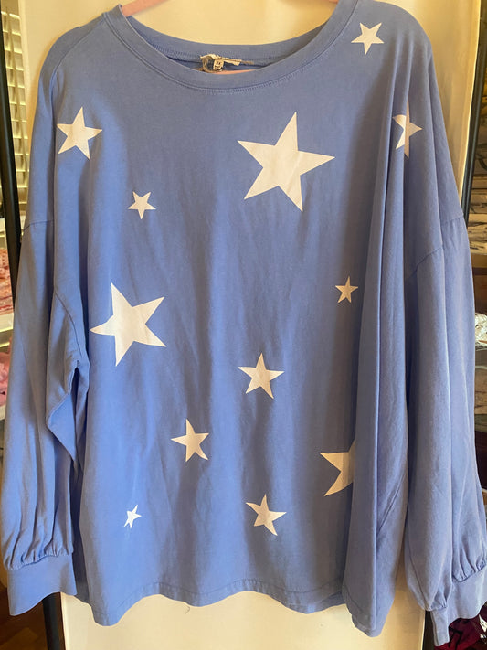 EASEL blue star shirt in PLUS PRETTY SIZES