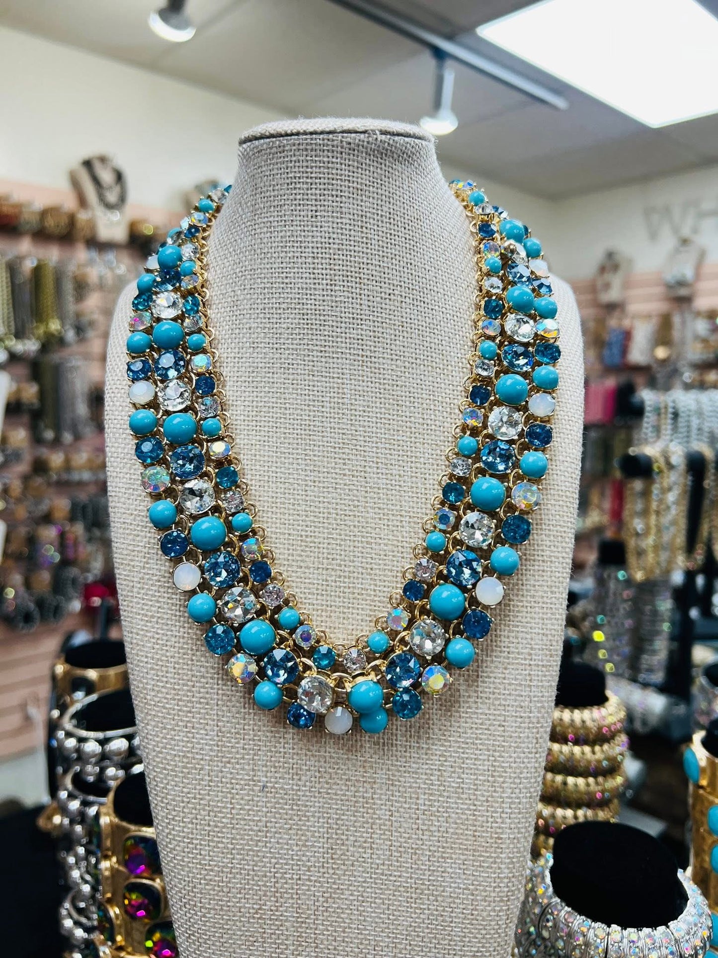 Triple Strand Howlite Turquoise Necklace