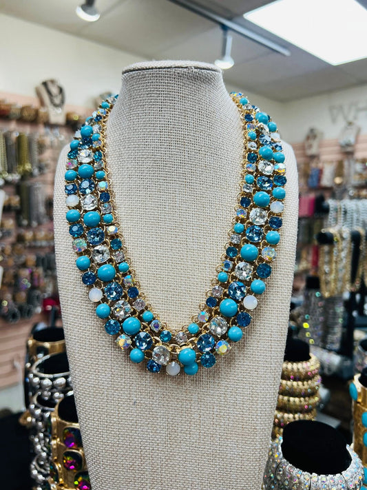 Triple Strand Howlite Turquoise Necklace