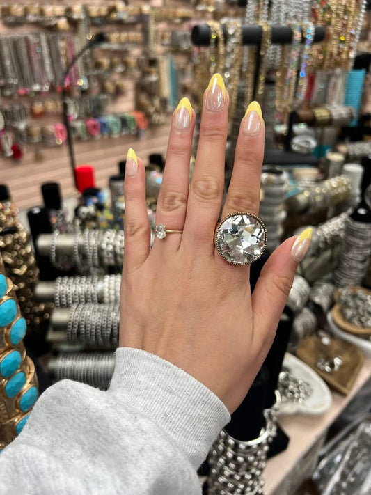 Clear Crystal Dime Ring