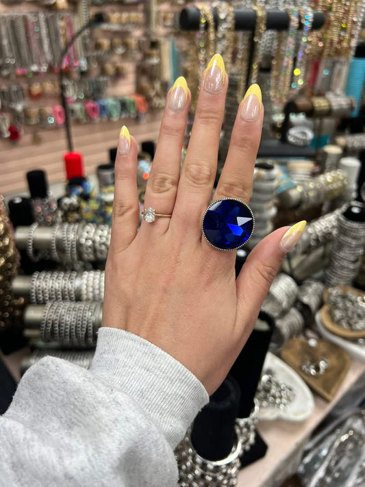 Blue Silver Dime Ring