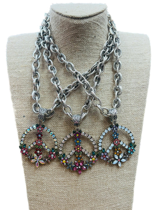 Floral Peace Sign Necklace