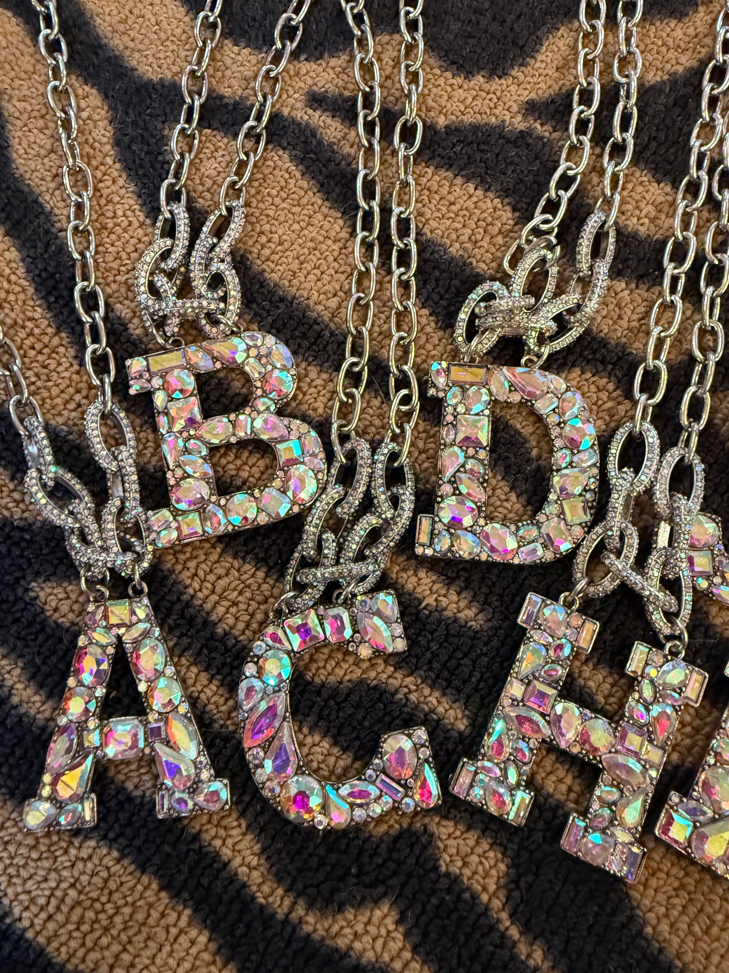 Crystal AB Initial Necklace
