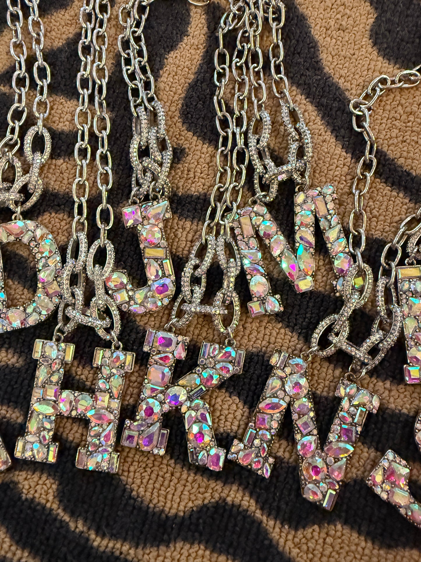 Crystal AB Initial Necklace