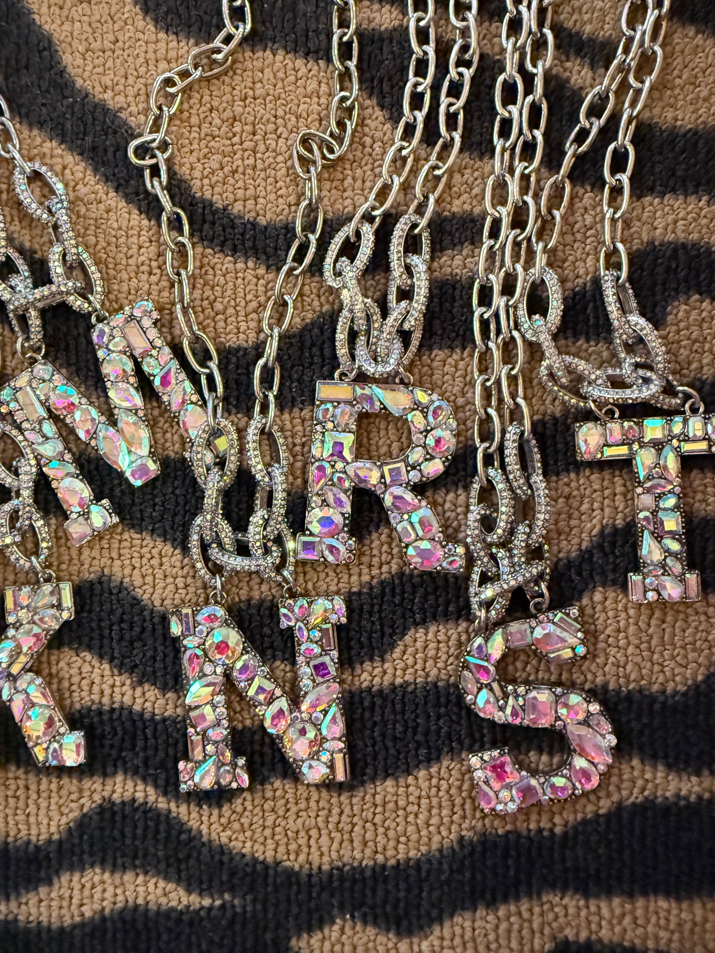 Crystal AB Initial Necklace
