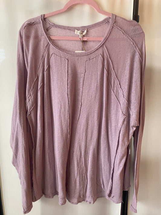 Easel Lavender Long Sleeve Lightweight Top