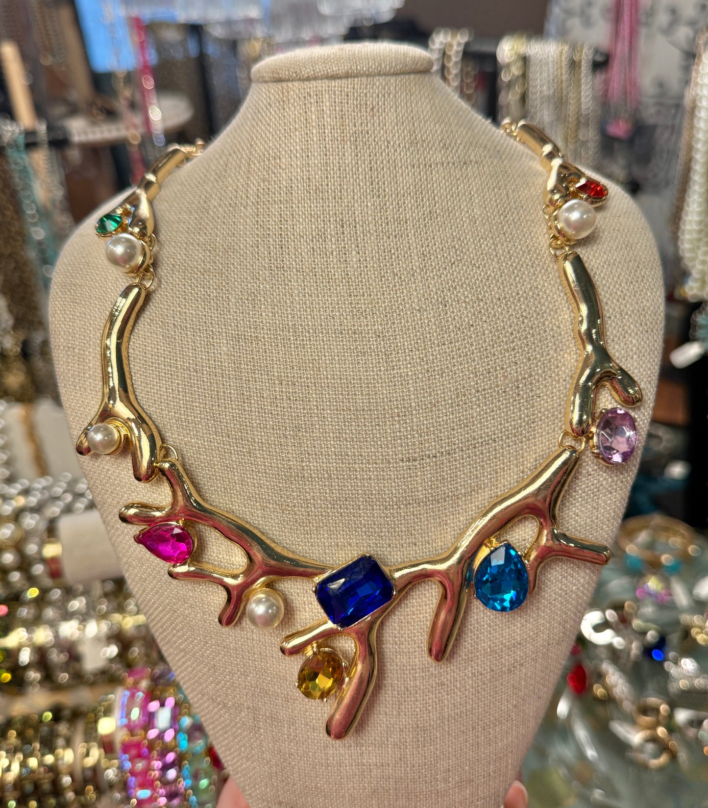Multi Color Large Branch Necklace